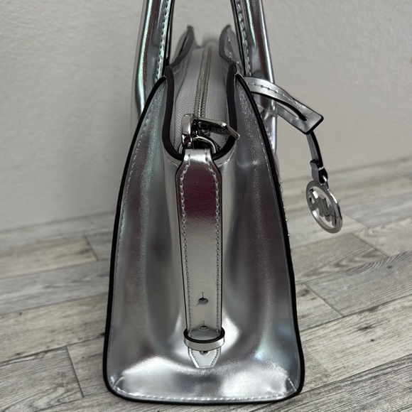 Michael Kors Avril Small Silver Satchel NWT - Picture 4 of 16